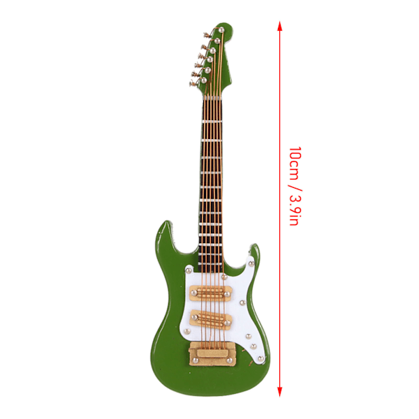 Elektrisk Gitarr Dekoration Miniatyr Musikinstrument Gitarr för Hem Familj Grön 10cm