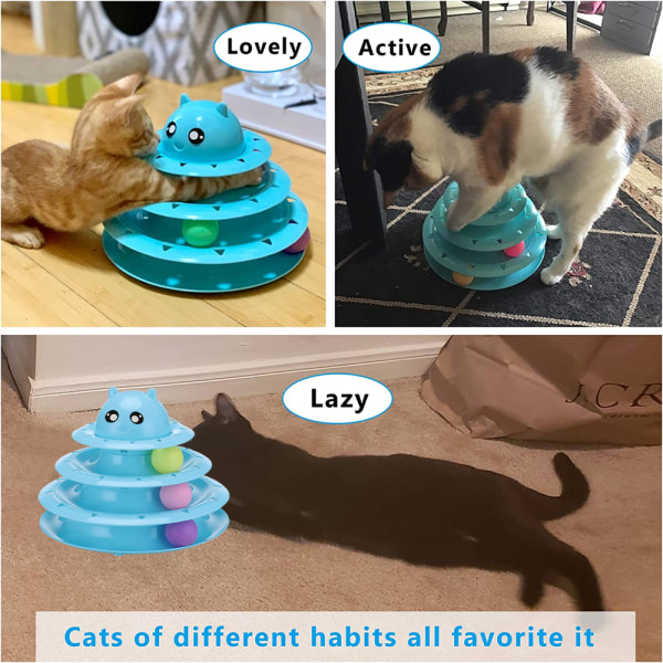 Dreieskive kattelekeball og seks fargede baller interaktiv kattunge