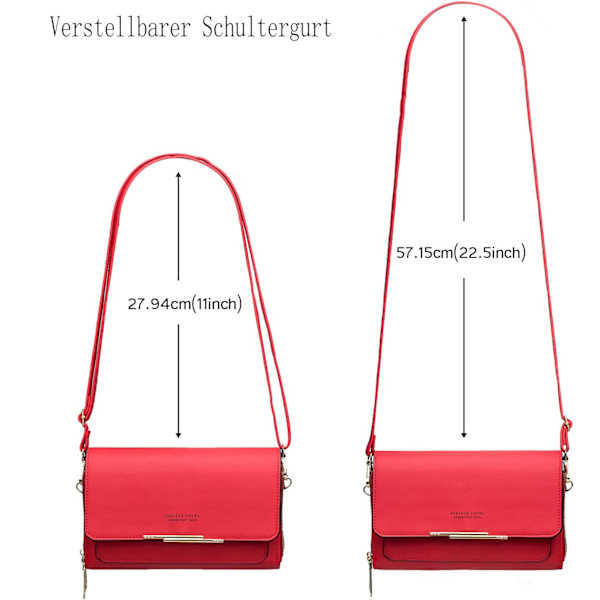 Roulens liten axelväska för mobiltelefoner, liten axelväska för kvinnor, Crossbody-axelväska i PU-läder, pass, phone case med kortplats,