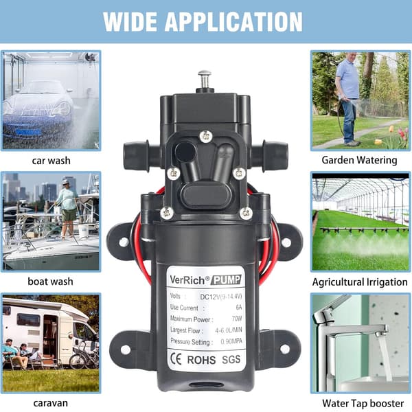 24V 60W Mini Elektrisk Vattenpump 5L/m Flöde Mikro Membranpump 1.5m Sug