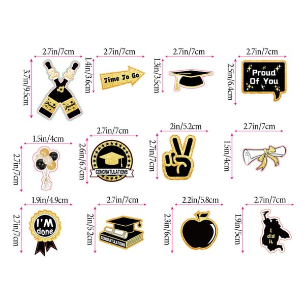 Graduation Celebration Essentials, Unikt Design Glitter Papir Kort Cupcake Toppers Forbedrer Din Dimissionsfestoplevelse, Til Sort