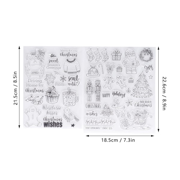 2 stk Klart Stempel Klart Avtrykk Stick Gjentatte Jul Mønster DIY Transparent Stempel for Håndverk Kort Dekorasjon