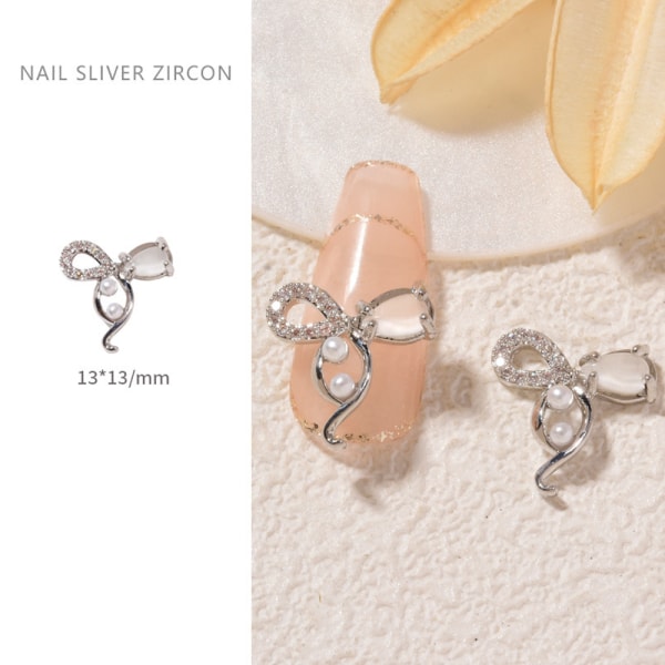 8 stk Sløyfe Nail Alloy Charms Rhinestones Sløyfe Nail