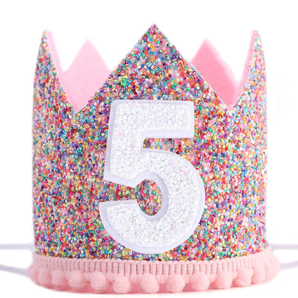 Rainbow Crown syntymäpäiväjuhliin, Glitter Birthday Crown,