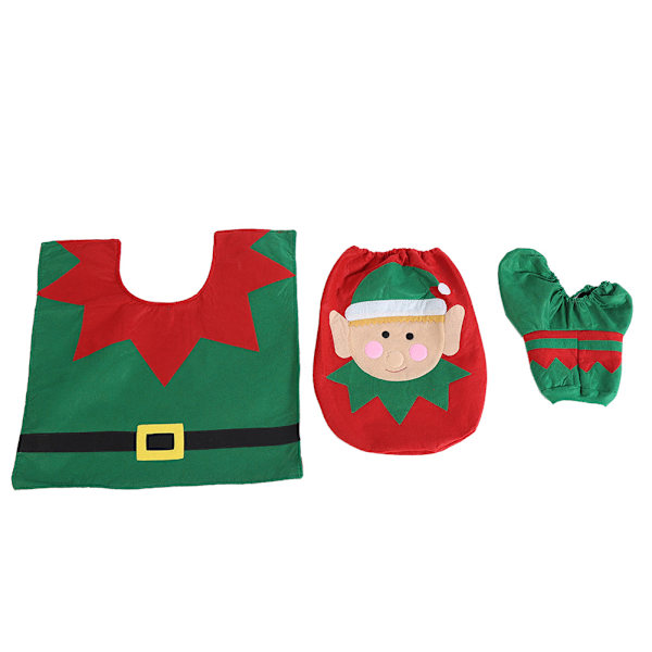 3-pack jultema toalettlock och golvmatta i non-woven tyg