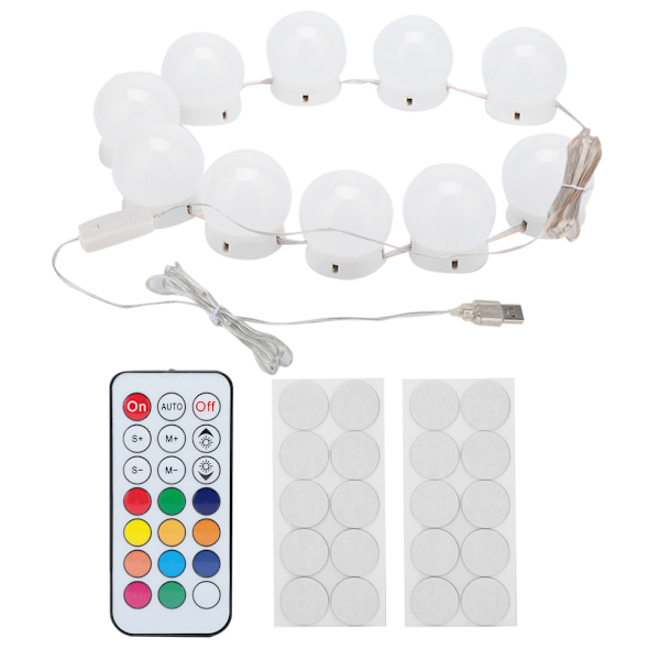 10LED Sminkspelsljus Kit Glödlampor Toalettbelysning Dimbar Ljussträng