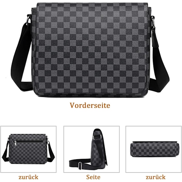 JRUKM Herr Stor Kapacitet Rutmönster Flerfack Crossbody Väska En Axel Casual Pendlarryggsäck (Haig)