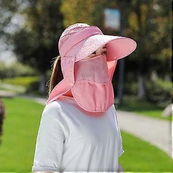 Sommer Solhat Kreativ Ansigtsdækning Hat Bredskygget Solhat Solbeskyttelse Hat Pink