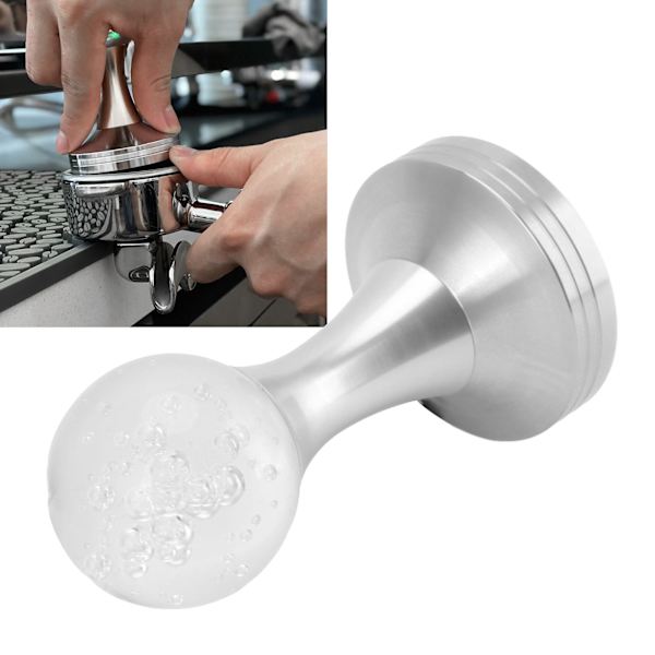 Krystalbold Kaffe Pulver Tamper Rustfrit Stål Base Kaffe Presse Hammer til Køkken Cafe Sølv Søjle 51mm / 2.0in