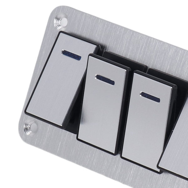 Vippbryterpanel 6-gang Vanntett 5-polet På/Av Bilsbrytere 12V‑24V Blå LED