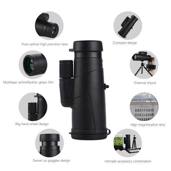 10x42 Monokular med BK7 Prisma til Fuglekiggeri Spotting Scope til Jagt Vandreture Camping