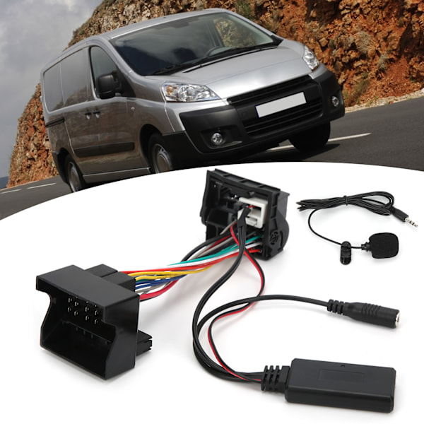 12-nastainen Bluetooth AUX-IN -kaapeli stereokaiuttimen sovitin mikrofonilla Peugeot 207 307 407 308 -malleihin