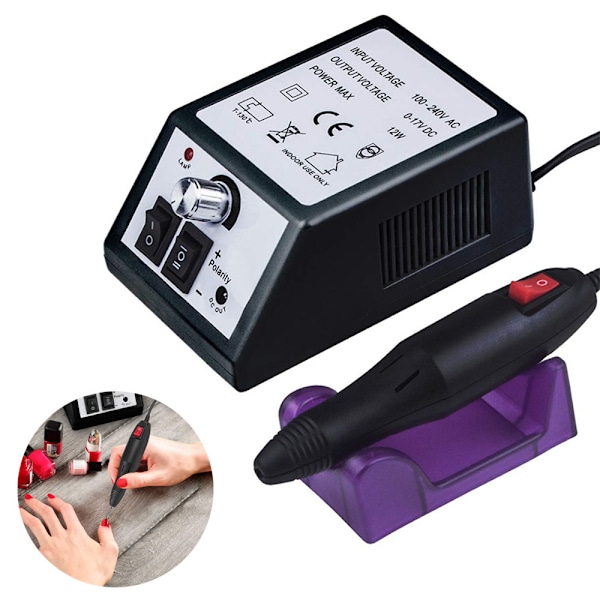 Portabel Elektrisk Nagelfil för Multifunktionell Nagelbehandling, Lågt Ljud & Låg Vibration Professionell Nagelborr, Lättanvänd Justerbar Hastighet
