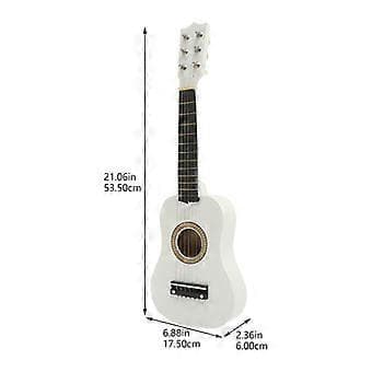 21-tums Akustisk Gitarr Mini Gitarr Musikinstrument Trähantverk för Nybörjare Barn (Vit)