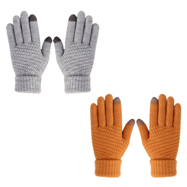 2 par dame vinter touch screen handsker Varme uldforede strikkede handsker Elastiske manchetter Vinter strikkede handsker