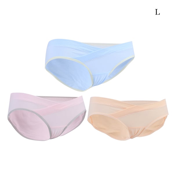 3-pack Graviditetsunderkläder med låg midja, Mammaunderkläder, Maglyft, Bomullsunderbyxor, Trosor (RosaNakenGul L)
