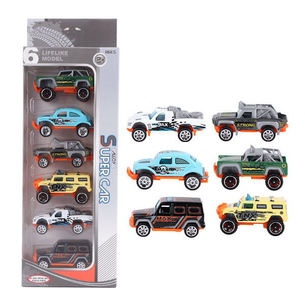 6 st 1:64 Engineering Bilmodell Legering Simuleringsfordon Bilmodell Barnleksak D-Stil