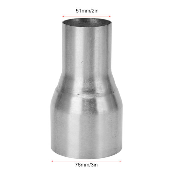 51mm til 76mm Udstødningsreducerforbindelse Konisk Standard Rustfrit Stål Spejlpoleret Reduktionspipe
