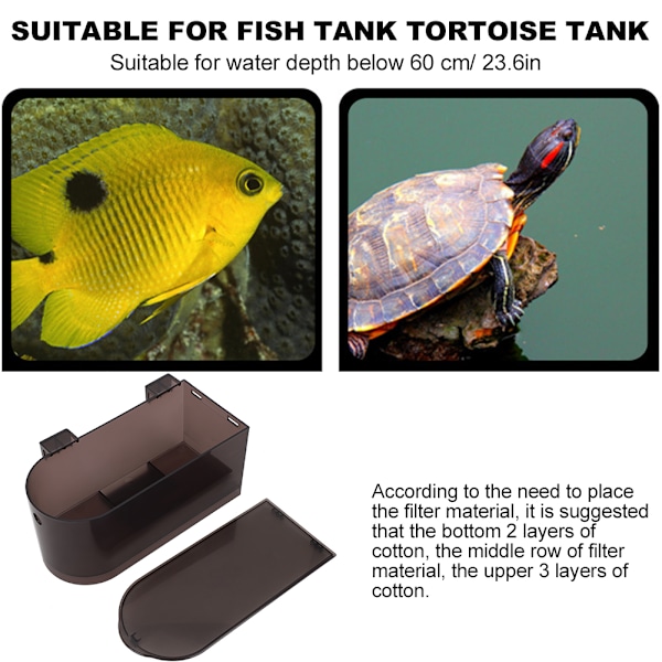 Veggmontert akvariumfilter Fisketank Eksternt filter Vannpumpe 220-240V (CN-plugg)