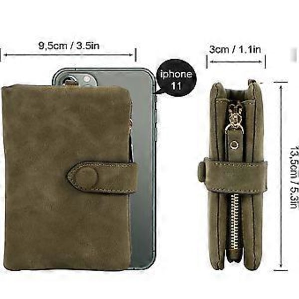 Damplånbok Läder Bifold Plånbok Kopplingsväska (Grön)