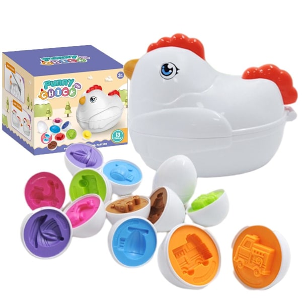 Kylling Egg Leke Farge Form Sortering Matching Egg Fin Motorikk Leke Sansestimulerende Leke Utdanningsleke for Barn Gutter Jenter