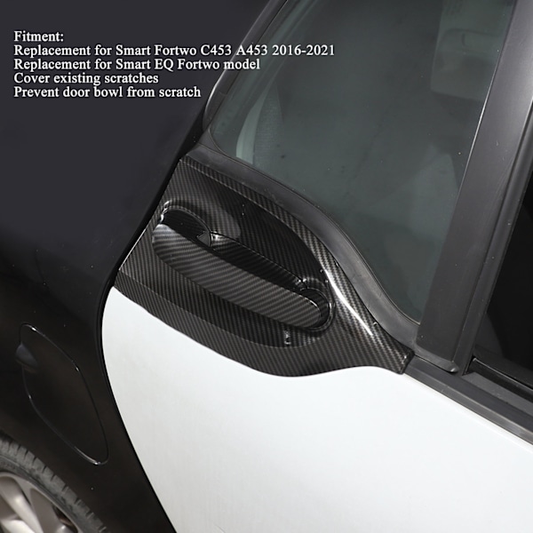 Ydre Dørgreb Skål Dæksel Kit Kulfiber Farve Udskiftning til Smart Fortwo C453 A453 2016‑2021