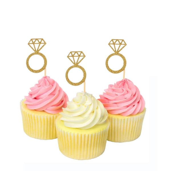 Chic Diamant Cupcake Picks, Festartikler til Engagerende Bryllupsarrangementer