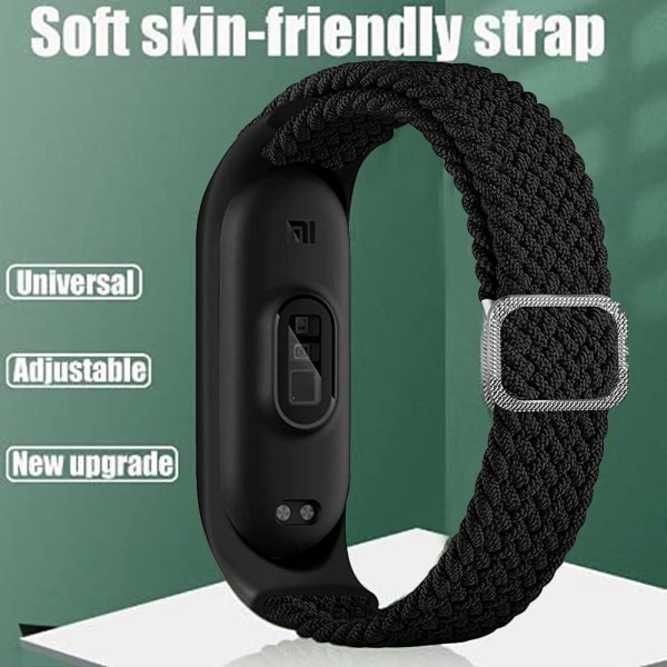 Flätat Solo Loop-band kompatibelt för Xiaomi Mi-armband