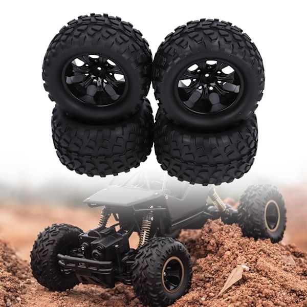 4 st Gummidäck med M4 Låsmutter 12mm Hex Nav 7-ekrad Fälg Hjul Däck för 1/10 RC Off Road Truck
