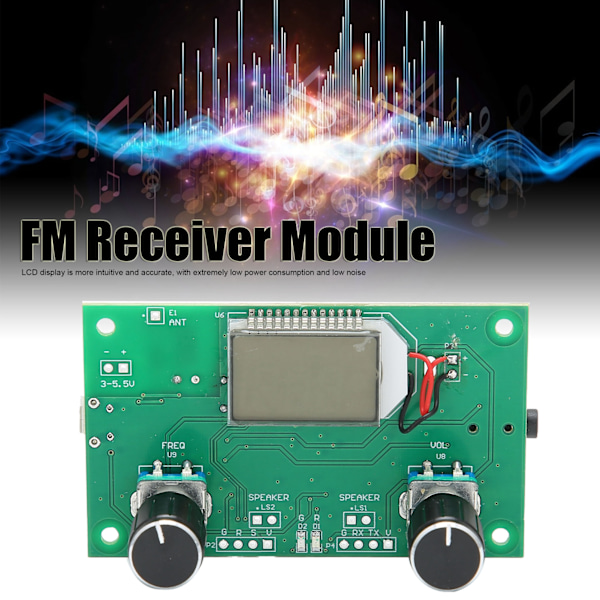 FM-mottakermodul 87‑108MHz Stereo Output Radio DIY Trådløs mottaker LCD-skjerm DSP PLL