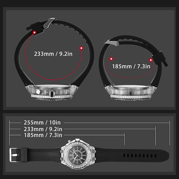 Unisex Armbandsur Rund Urtavla Kvarts Vattentät Casual Armbandsur med Färgglad LED-lampa