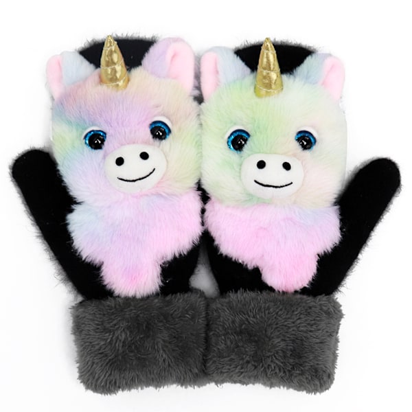 Furry Vantar Tecknad Katt Alpacka Fleecefodrade Handskar Vinter Termiska Varma Skidhandskar Julklappar för Barn Kvinnor