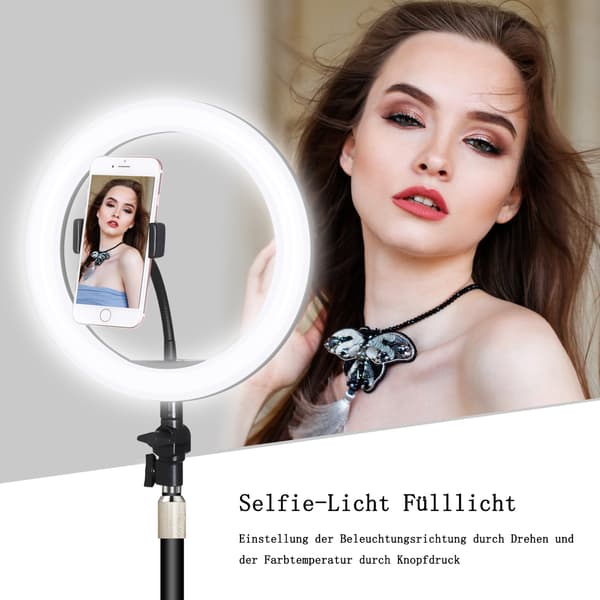 Ring Light med stativ, skrivebordsringlys for datamaskin bærbar PC, videokonferansebelysning, 360 graders rotasjon med uttrekkbart stativ, trådløs Bluetooth