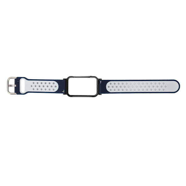 Åndbar Silikon Urrem med Beskyttelsesbumper Tilbehør Passer til Mi Band 7 Pro Mørkeblå Hvid og Sort Etui