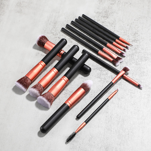 Sminkborstar Set, Roséguldfärgade Verktyg För Professionell Ögonmakeup, 17-Delars Kollektion Med Syntetiska Borsthår, Mjuka Och Lätta Att Rengöra