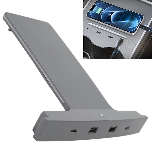 Auton USB-monikeskus latausporttien kanssa Älykäs telakointiasema keskikonsolin anturiadapteri korvaamaan Tesla 3 Y 2021+