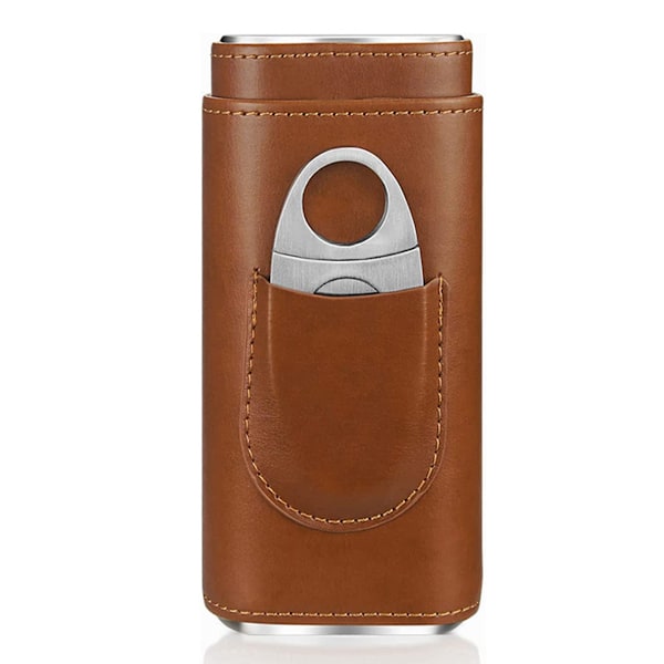 Cigarrfodral Rese-Humidor, Premium Handgjort Klartexturerat Mjukt Läder & Cederträfoder, 4-I-1 Cigarrtillbehörssats, Solid Konstruktion Cigarr