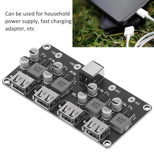 Buck-omvandlare 4-kanals USB 6‑32V till 3‑12V Snabbladdning DC-strömförsörjningskort