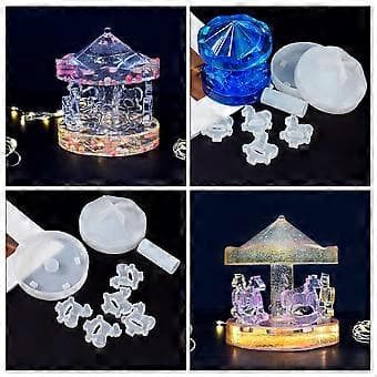 1 Set DIY Silikon Karusellform Epoxi Silikon Gjutform Kit för Karusell Dekor
