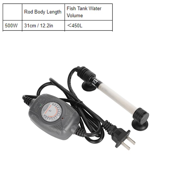 Akvarievarmer Fisketank Kvarts Opvarmningsstang med Ekstern Temperaturregulator CN 220V500W
