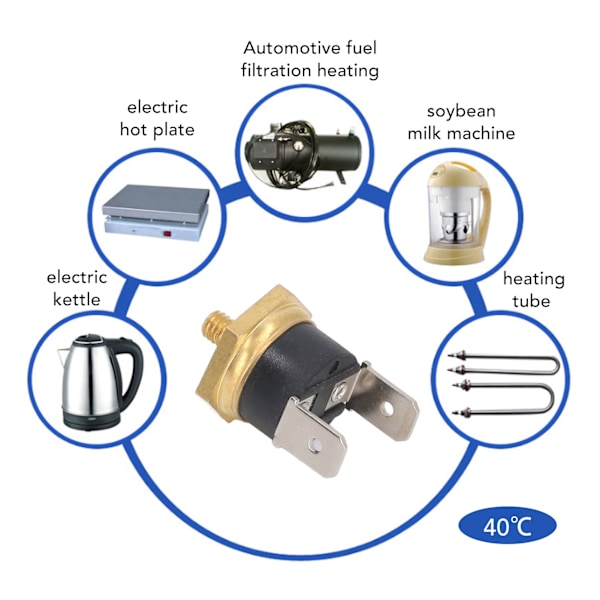 5 kpl KSD301 Kupari Termostaatti Bimetalli Normaalisti Suljettu M4 Nappauslevy Lämpötilakytkin 250V 40℃
