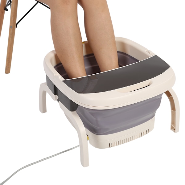 Foldbar Fodbadsmassager med Opvarmning, Bobler og Automatisk Pedikyr - Bærbar Kar med EU-Stik 110‑220V