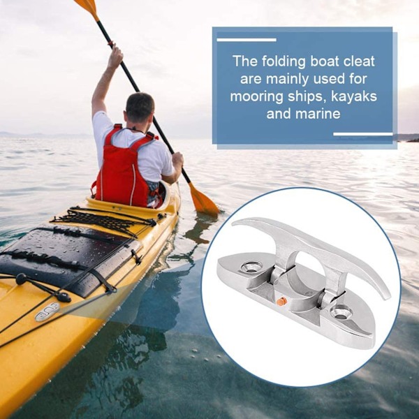 Foldbar Klamp i Rustfritt Stål, Flip Up Dock Klamp for Fortøyning av Båt Kajakk Marine 4.7in