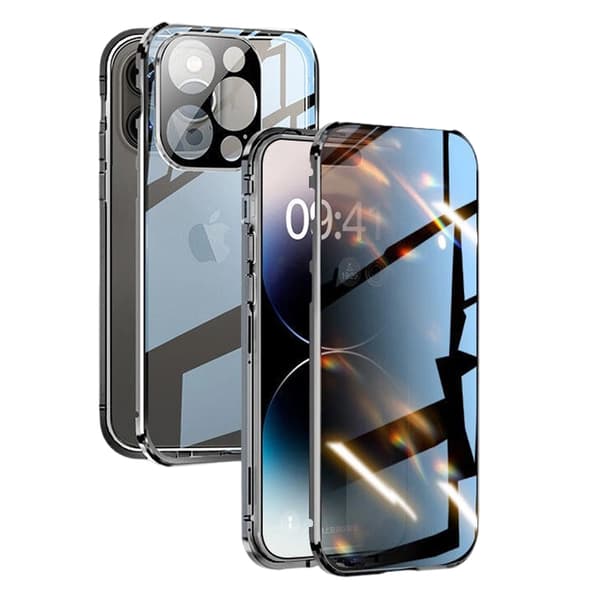 Privatliv dobbelt magnetisk etui til iPhone 11 sort sort