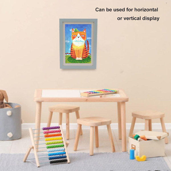 Barnekunstramme Tetthetsplate PS Magnetisk Frontåpning Byttbar Kunstverk Displayramme Holder 50 stk Bilder for Håndverk Tegninger Skolearbeid Blå