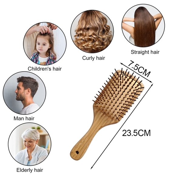 Wooden comb with Wooden Bristles, Hair Brush for Detangling and