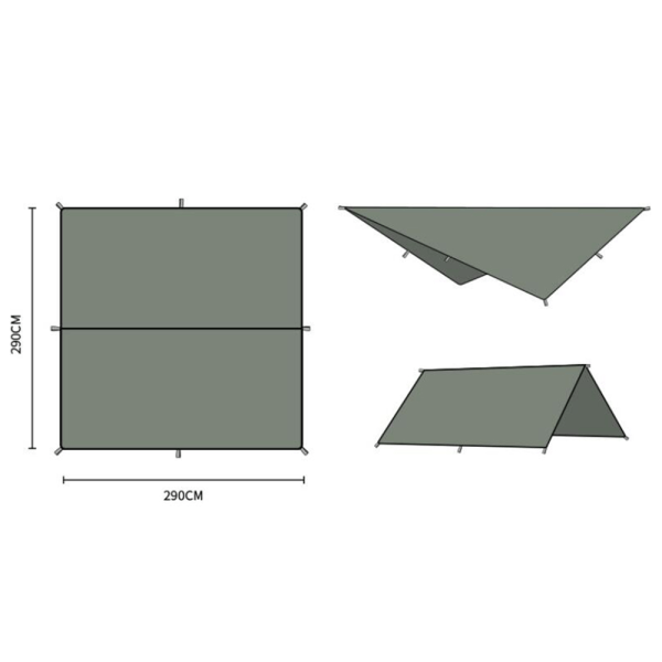 Presenning, Tarp til hængekøje Vandtæt med øjer, 6 pløkker, 6