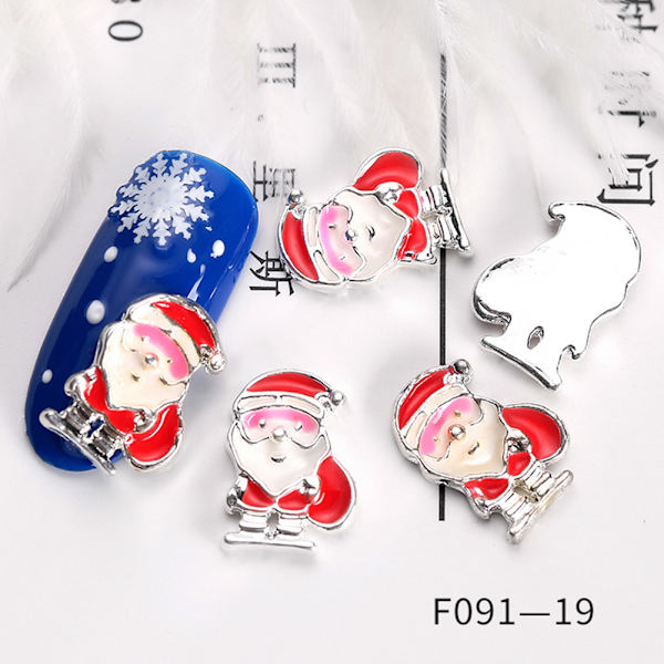 Nagelkonst Dekoration Julgranar Tomte Legering Manikyr Dekaler #19