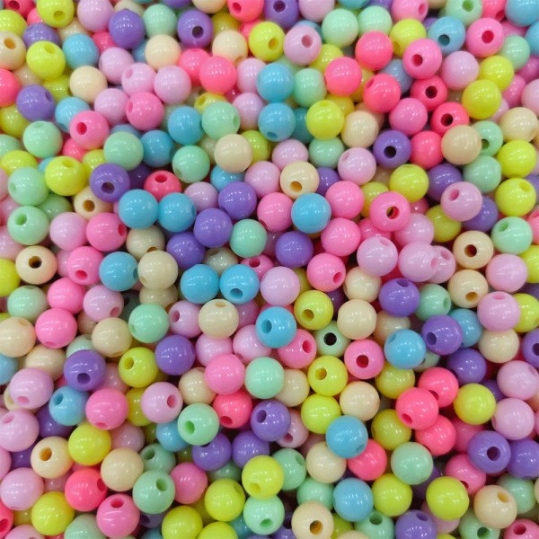 Flerfarvede perler runde assorteret 10 mm, til fremstilling af armbånd,