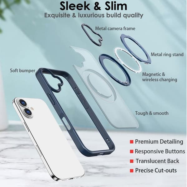 360° roterbart magnetiskt ringfodral för iPhone 17 Pro Max, stötsäkert skyddsfodral (blått) Blue iPhone 17 Pro Max